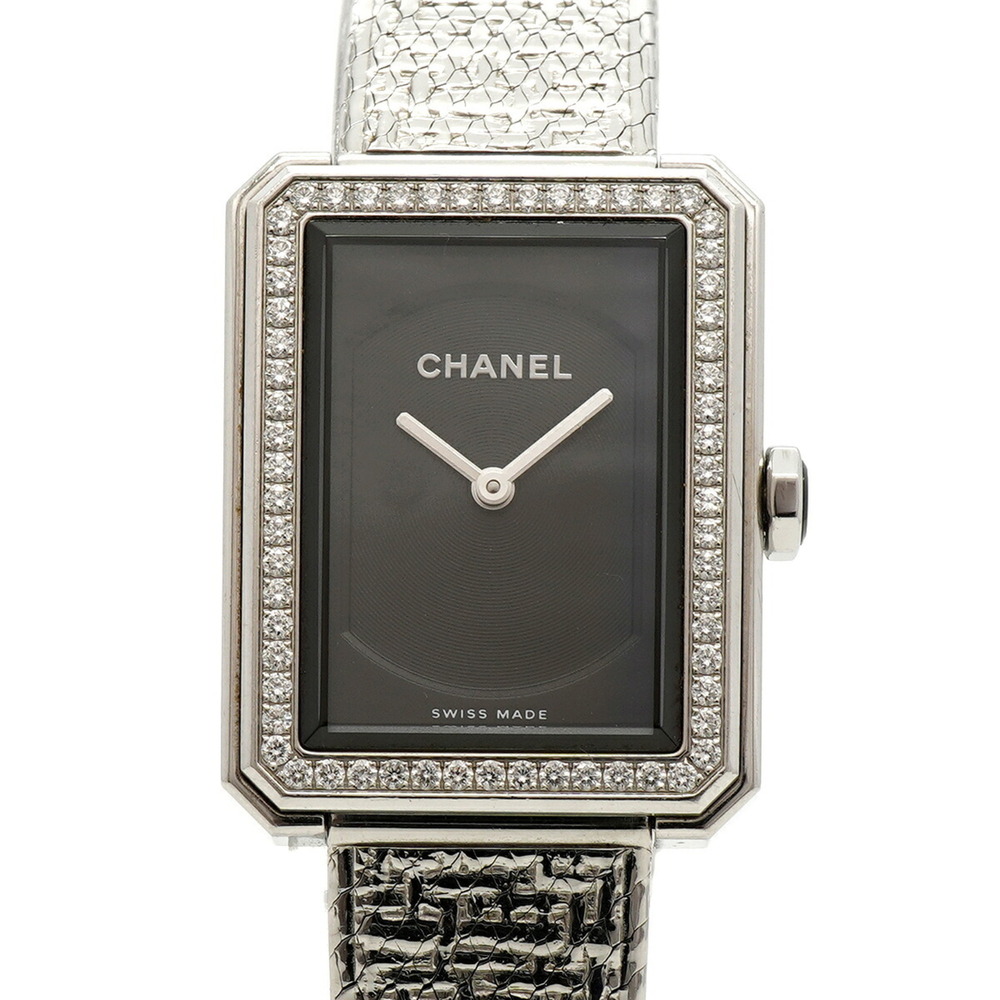 Chanel Boyfriend Tweed Diamond Bezel H4877 Black Dial Women's Watch